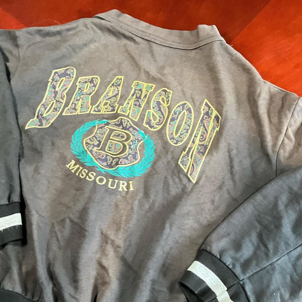 VTG Branson Missouri Paisley Logo Varsity Cardigan Jacket USA Made – Star On The